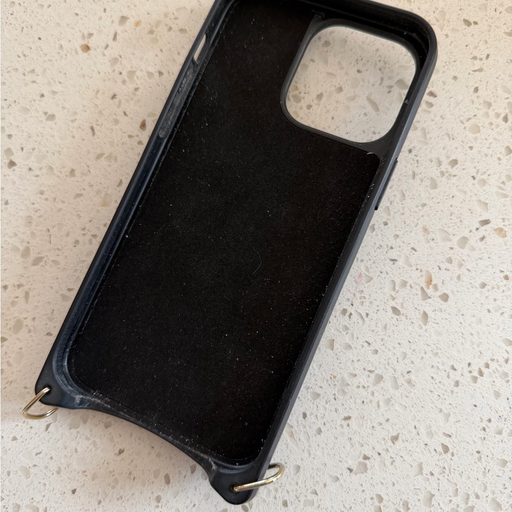 Bandolier Black Leather Phone Case with Gold Accents - Picture 3 of 3